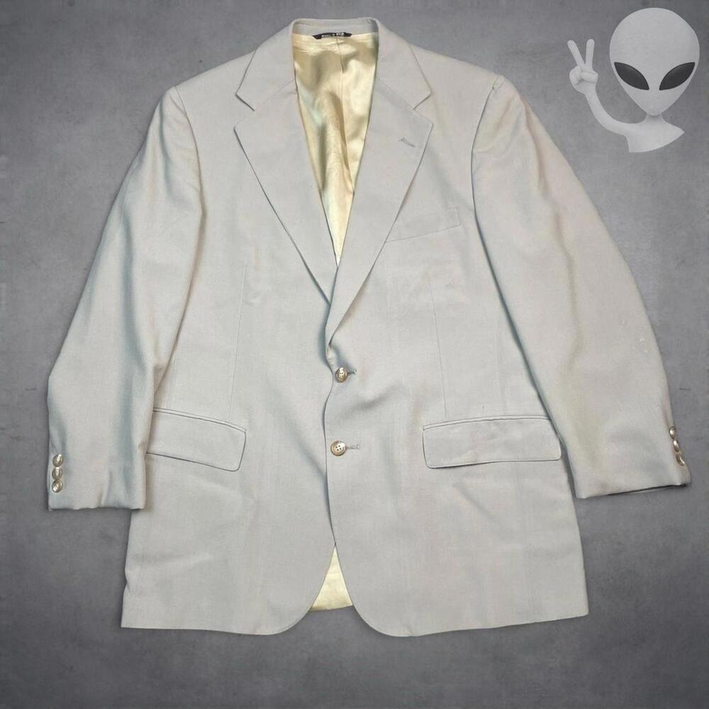 Vtg Polo University Club Ralph Lauren Blazer Mens XL Beige Tan Sport Coat USA - Picture 1 of 8